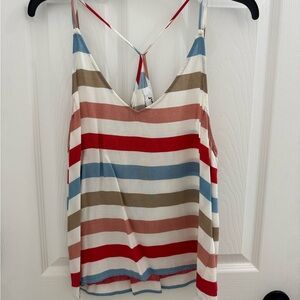 Jack by BB Dakota Multicolor Striped V-Neck Cami — Red, Blue, Tan, Cream, Pink